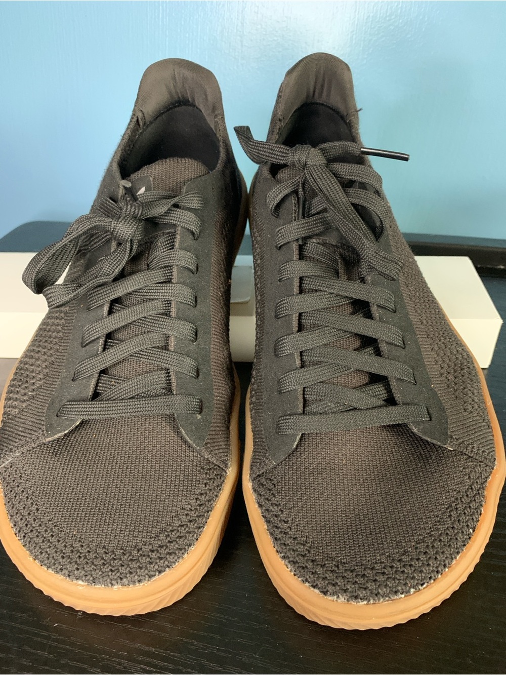 Flux Black Knit Barefoot Lace-Up Sneakers with Gum Sole